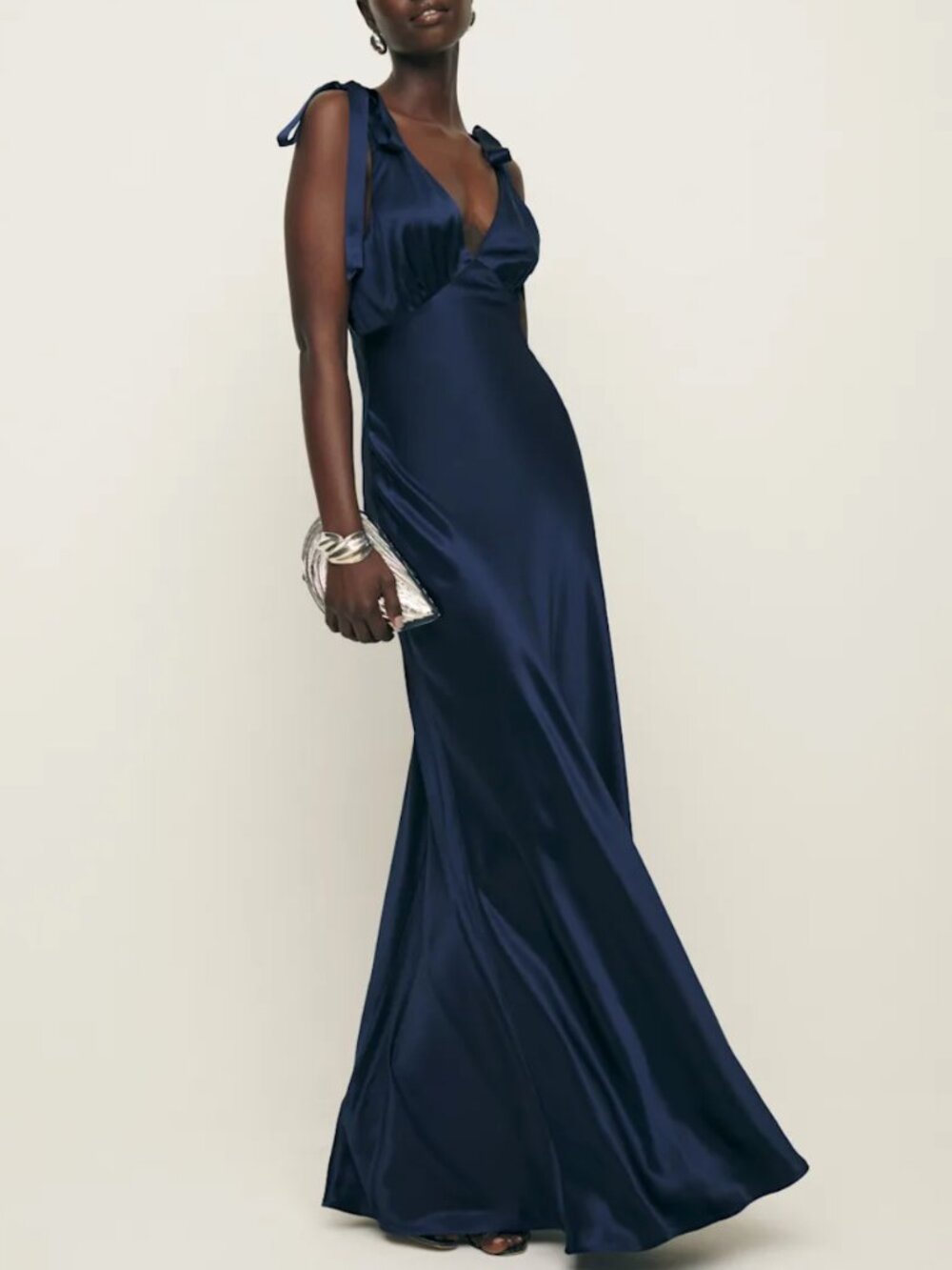 Reformation Pernille Silk Maxi Dress - Midnight Navy Blue Gown Party Medium - Picture 4 of 11